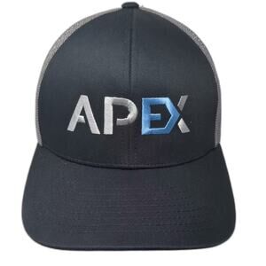 Pacific Headwear Trucker Hat Black Gray One Size APEX Embroidered Adjustable